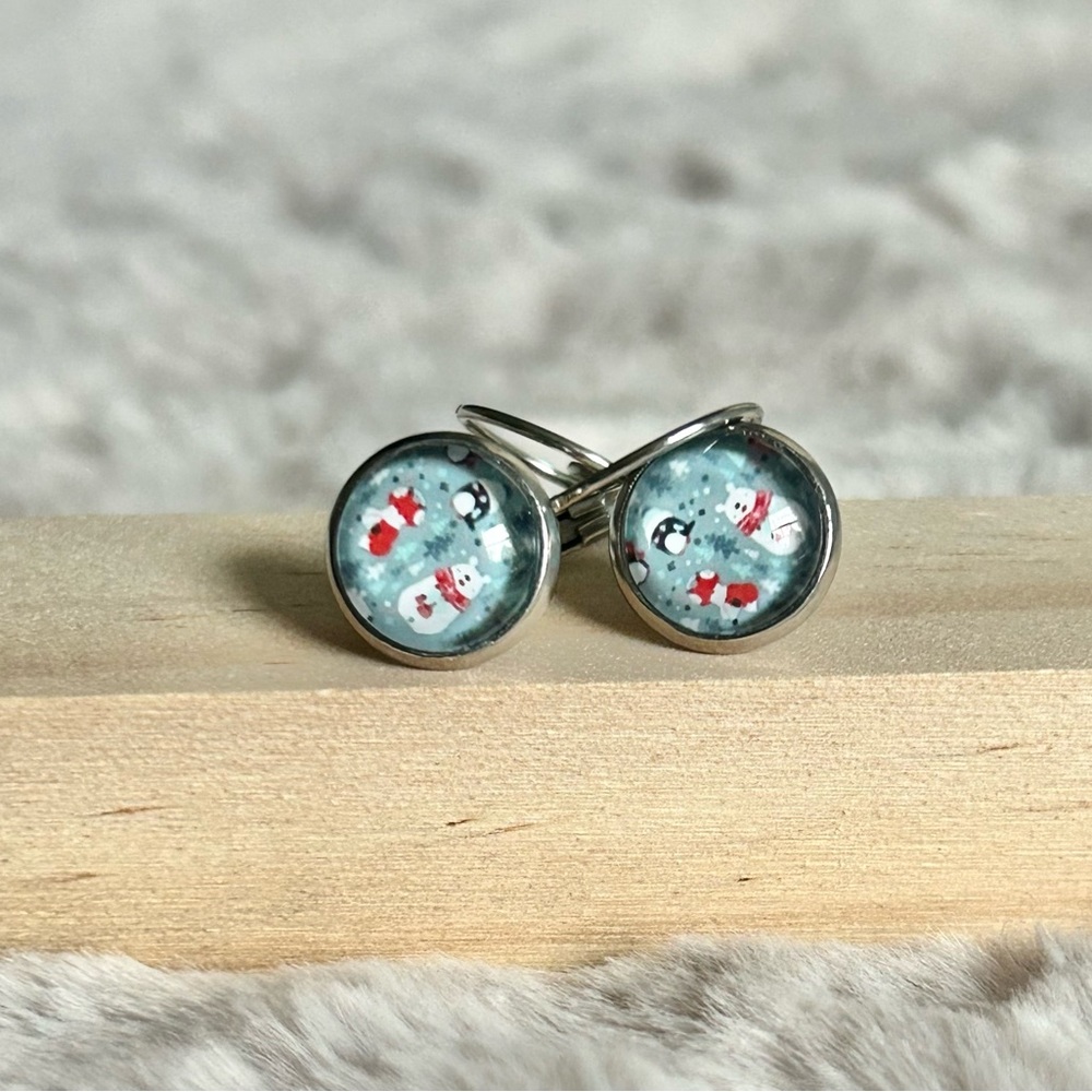 2 for $14 Handmade Winter Scene Lever Back Earrings